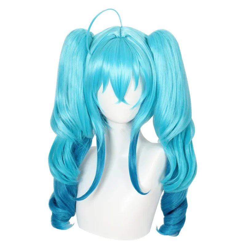 V Familie Comic Miku Cosplay Pruik Zoete Devi Blauw Lange Hittebestendige Synthetische Haar Clip Paardenstaarten Pruiken Kostuums