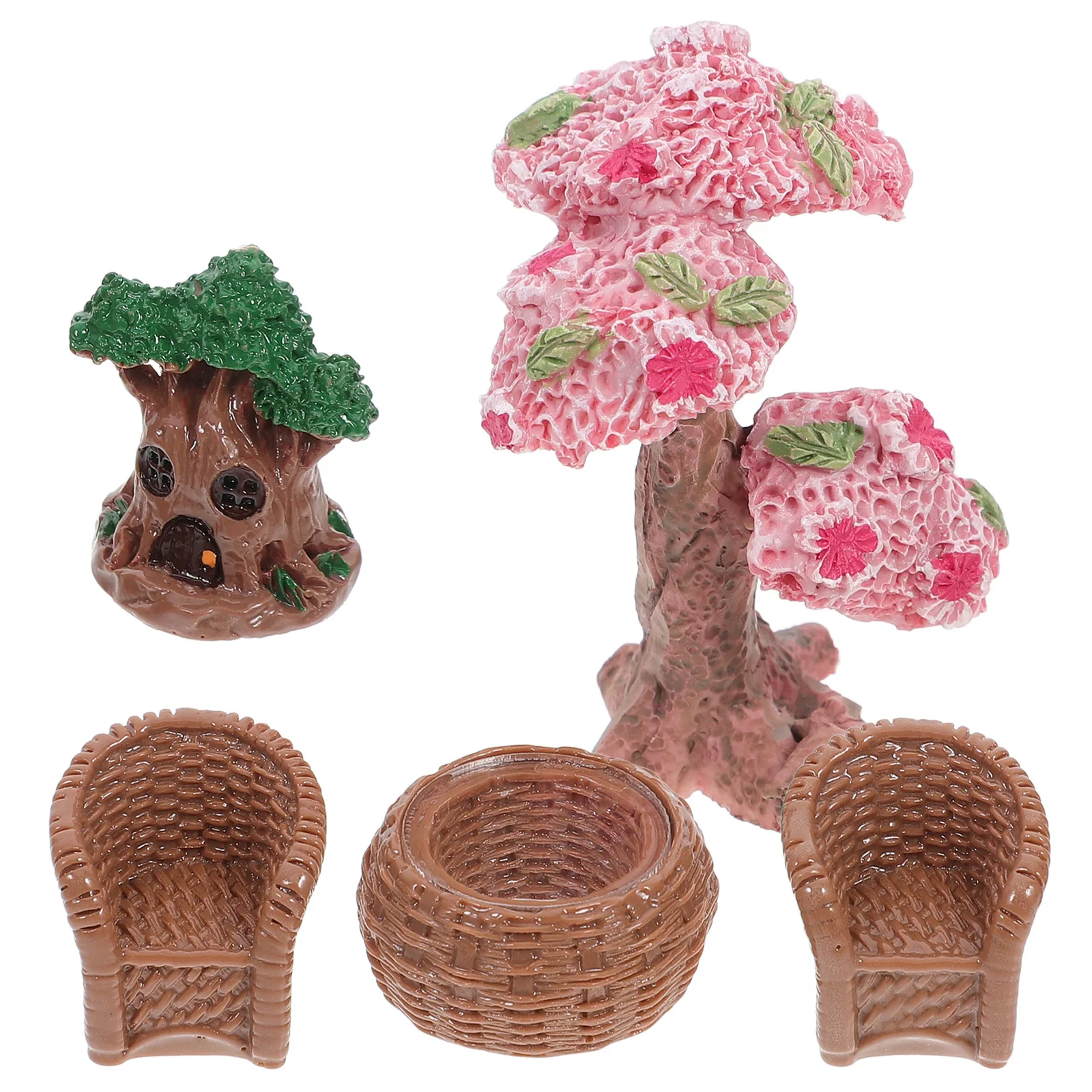 

1Set Resin Accessories Set for Mini House Micro-Landscape Decoration Fine Detail Craft Compact Size Multi-Use Yard Scene Layout