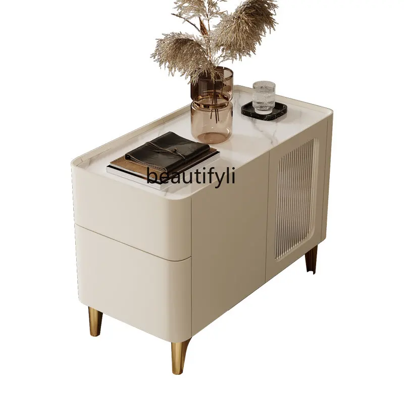 

Sofa Stone Plate Side Table Light Luxury Paint Side Table Side Cabinet Small Apartment Living Room Corner Table Locker