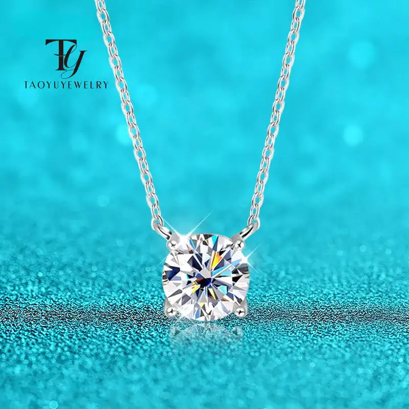 

TY белое золотое ожерелье с муассанитом 1-10 карат для женщин, классическое серебро 925 пробы, кулон с четырьмя когтями, свадебные украшения, стерлинговое Sier