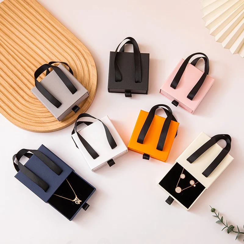 Handle Jewelry Box 2 Pcs/set Drawer Style Ins Gift Box Necklace Ring Earring Packaging Logo