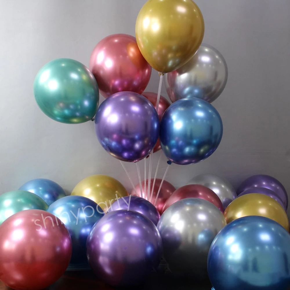 

20/50pcs Color Metal Theme Round Latex Balloon Gold Silver Latex Ballon Anniversary Wedding Birthday Party Merry Christmas Decor