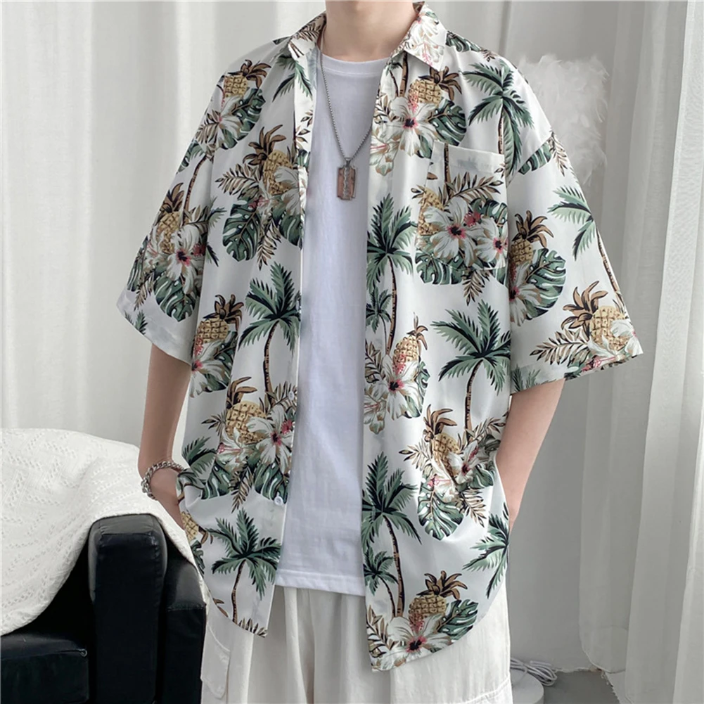 Heren Overhemd Katoen Gemengd Retro Stijl Met Bloemenprint Met Korte Mouwen Hawaiiaans Strand Strand Paar T-Shirt Opruiming Groothandel