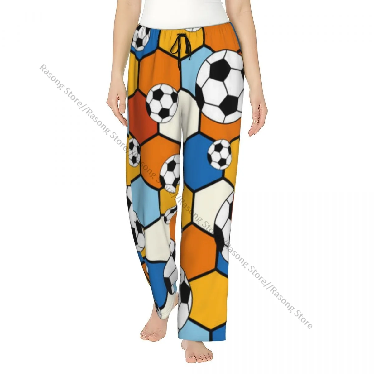 

Pajama Pants for Women Soccer Football Background Sleep Bottoms Home Loungewear