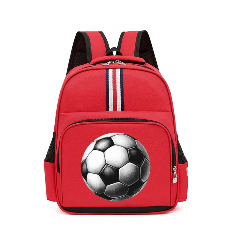 Backpack for Kindergarten Boys Girls New Football Print Shoulder Schoolbag Watercolor Soccer Zipper Bookbag Ball Kids Backpack