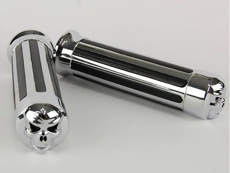 

Motorcycle Stripe Chrome Hand Grips Handle Bar 1'' for