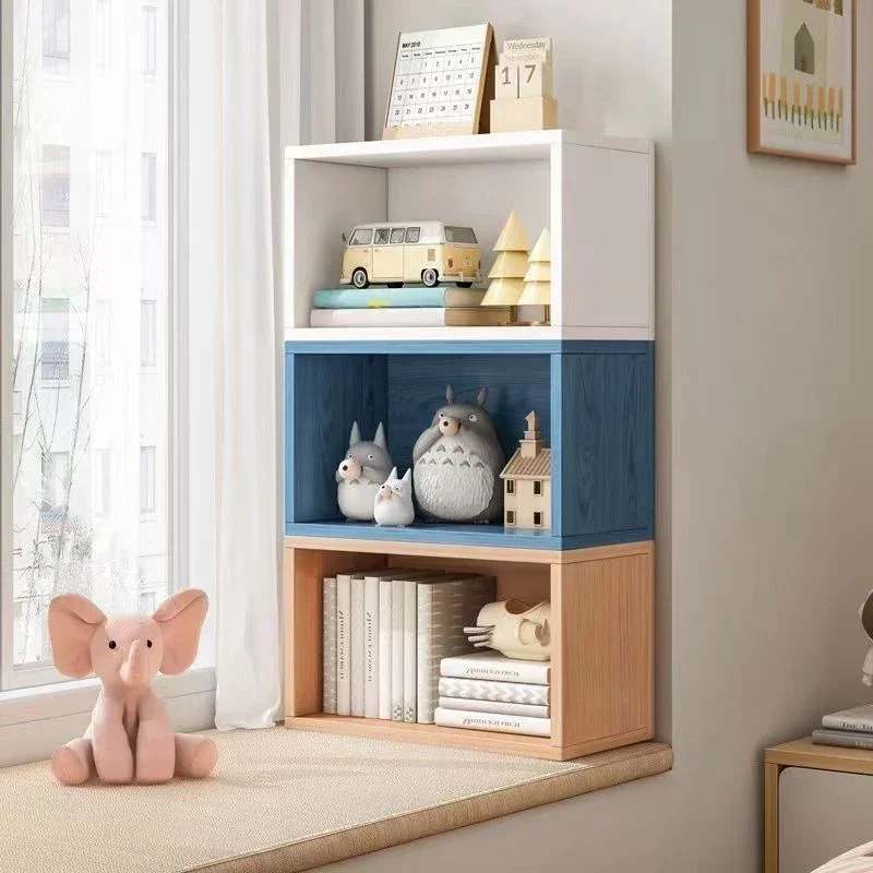 

A Children Bookcase Multi Layer Combination Storage Cabinet Household Dustproof Book display rack Wooden Bookcase