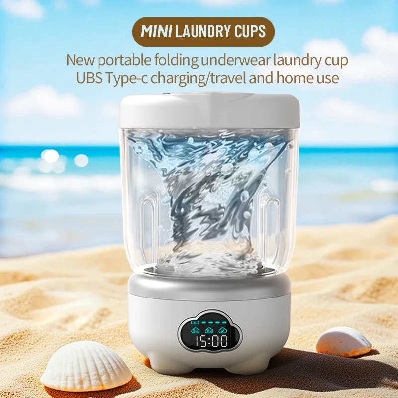 Mini Laundry Cup with Type-C Charging - Travel And Household Use Small Laundry Cup for Dormitory Multi-Mode Feature