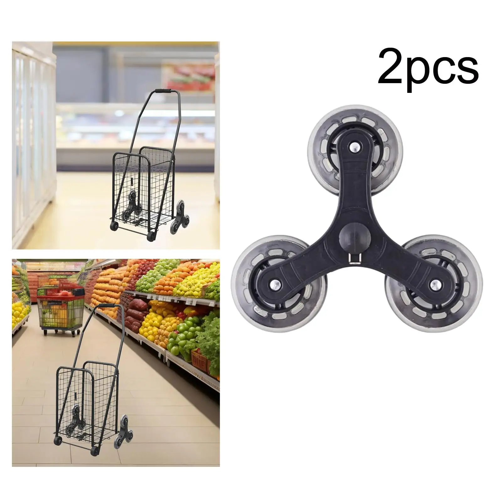 2Pcs Replacement Stair Climbing Wheels Trolley Roller Wheels Multipurpose Easy to Install Trolley Casters Luggage Cart Wheels