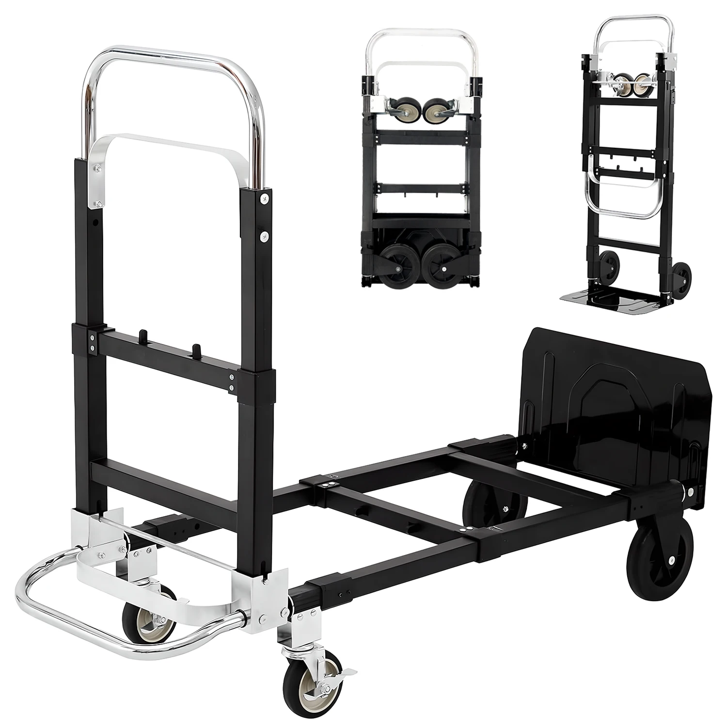

Folding Hand Truck with Wheels Portable Dolly Cart Utility Hand Cart Trolley with Adjustable Handle Collapsible Dolly for Moving