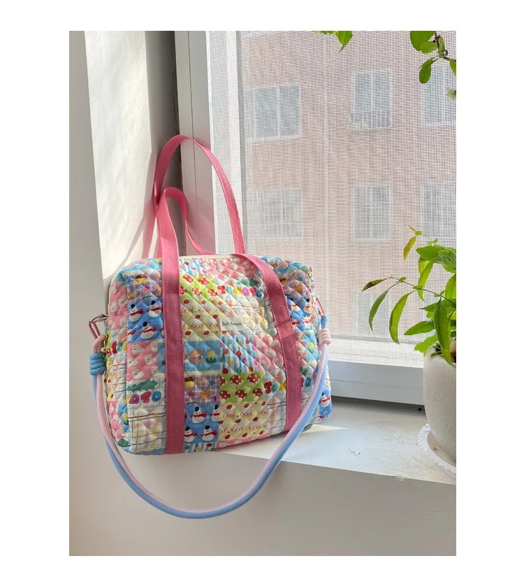 2024 New Trend Cotton Handbag Colored Lightweight Shoulder Bag Large Capacity Cute Bags for Women