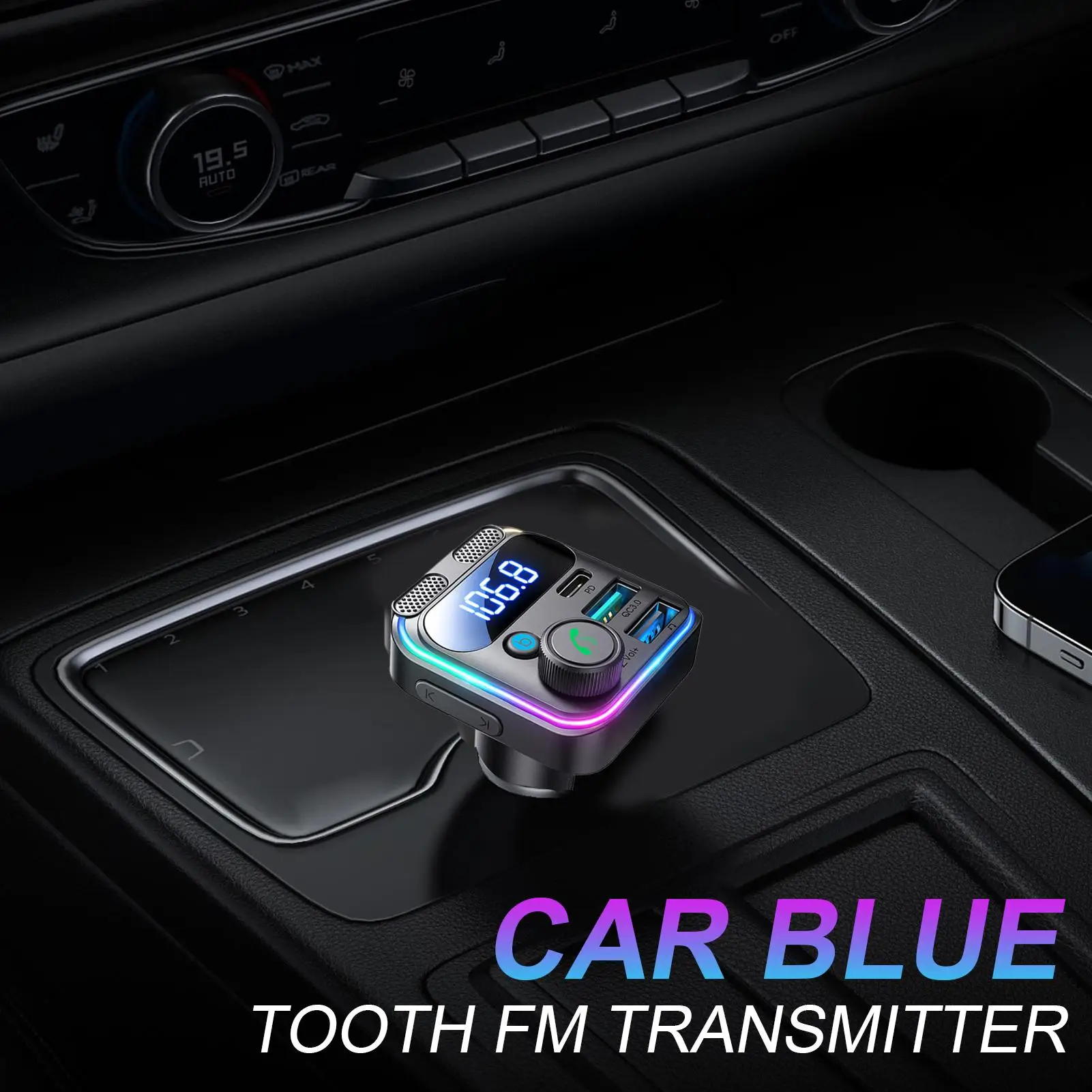 

81 Вт автомобильный передатчик Blue Tooth автомобильное зарядное устройство для мобильного телефона беспроводной многопортовый двойной микрофон автомобильное зарядное устройство адаптер