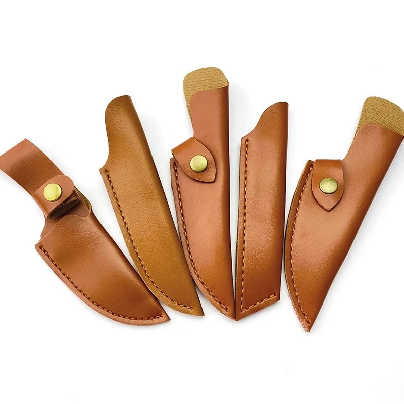 1PC Outdoor Small Straight Knife Cover PU Leather Knife Sheath Storage Bag for Camping  Hunting Climbing Tool