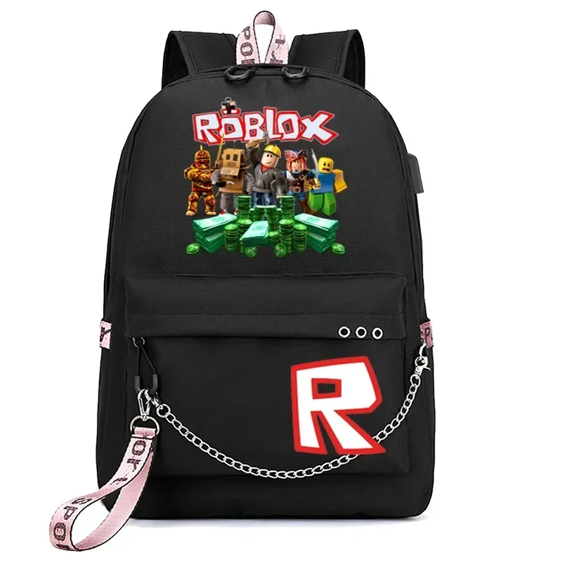 حقيبة ظهر للكمبيوتر المحمول مطبوع عليها رسوم كرتونية من Roblox Game للجنسين، حقيبة سفر عصرية هدية عيد الميلاد للطلاب والملاعبين #5