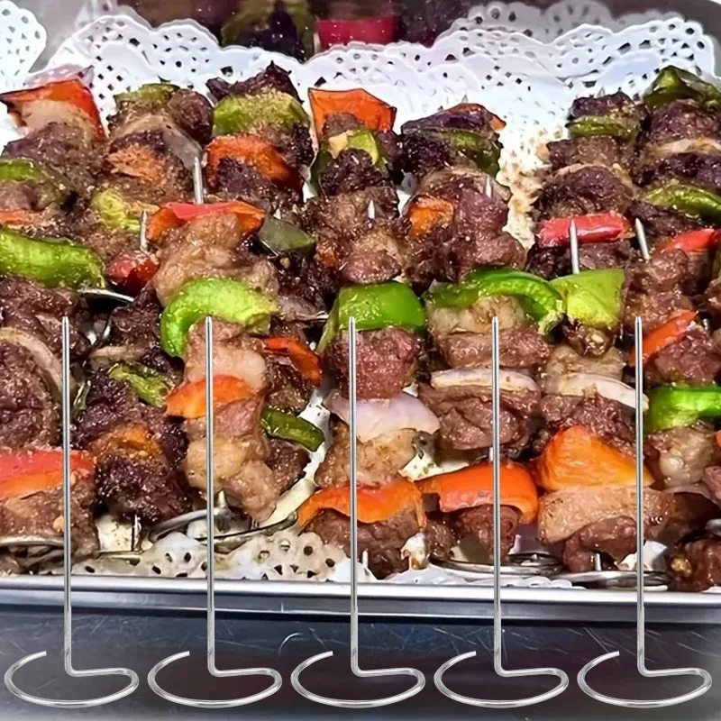 

D5 10Pcs Air Fryer Skewer Stand Vertical Stainless Steel BBQ Holder Food Grade Oven Skewers Home Kitchen Picnic Grilling Kabobs