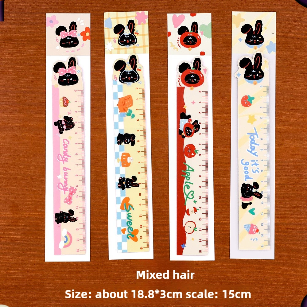 12 Pcs Ins Rabbit Magnetic Bookmark Rulers Student Cute Shaped Painting Ruler Creative Cartoon Stationery Bookmark