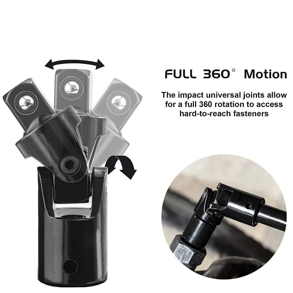 

1Set Multi-Purpose Joint Extension Bar Socket Adapter Set 1/4 3/8 1/2 Drive Accessories Full 360° Rotation Car Repair Tools