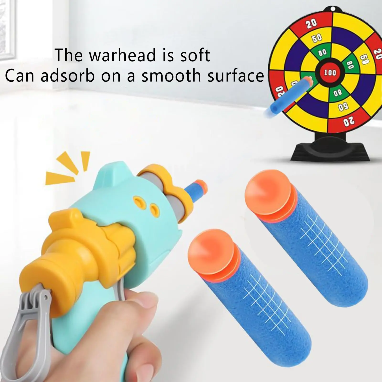 Pistol Dart Soft Bounce Toy Gun Stress Reducing Toys Fidget Gun  With 10 Soft Foam Darts Bullets Great Gift For Boy Adults Kids - Image 2