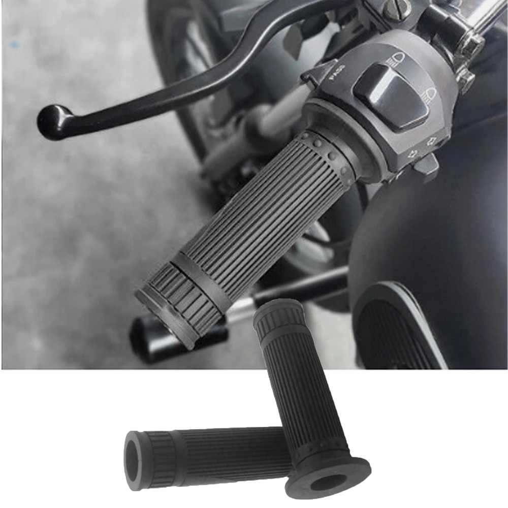 7/8'' 22mm Motorcycle Grips Retro Vintage Rubber Handlebar Hand Grip Rubber For Honda Suzuki Kawasaki Cafe Racer Bobber Custom