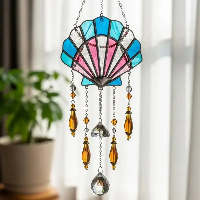 

TOPLIVING Durable Sun Catcher Coastal Sea Sun Catcher Set for Home Windows Balcony Decor Conch Starfish Seahorse Suncatcher Beac
