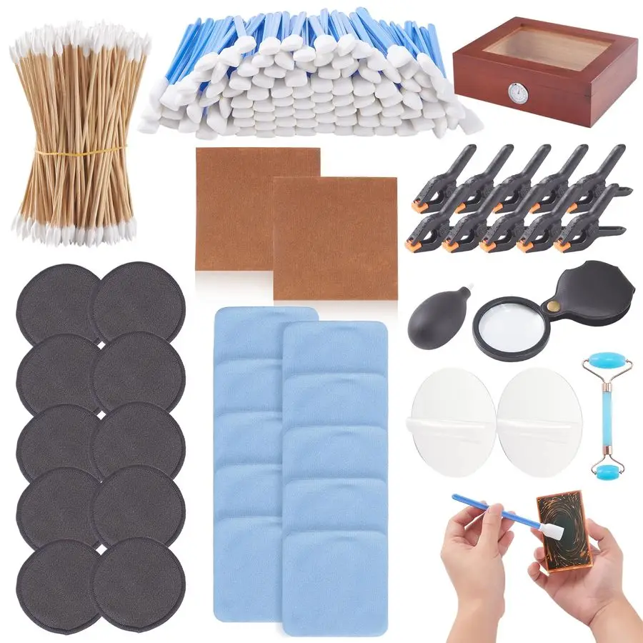 

238 Pcs Card Cleaning Kit Trading Care Tool Accessory Kit Include Clear Acrylic Round Plates DustBlowing Ball Upgrade for Double