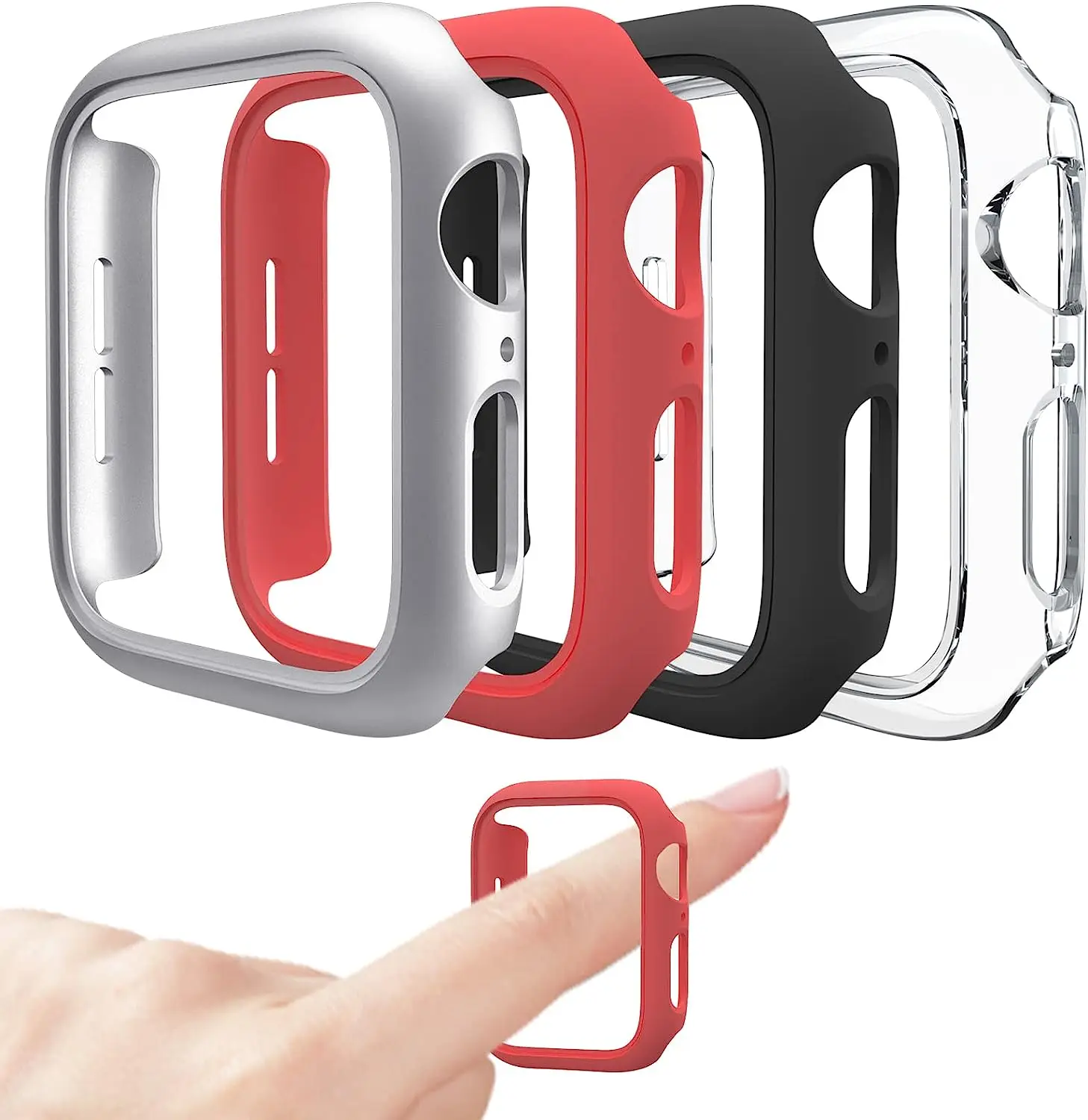 Cover For Apple Watch Case 6 se 5 3 44mm 40mm 42mm 38mm Accessories PC Screen Protector bumper iWatch series 7 8 41mm 45mm Case