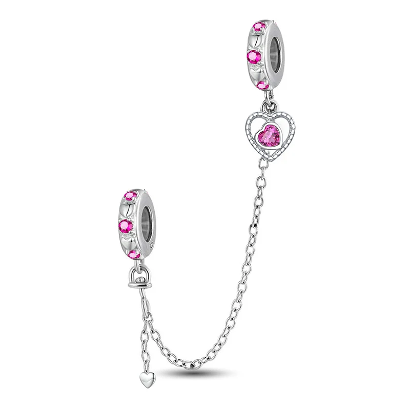 

925 Sterling Silver Love Heart Safety Chain Butterfly Charms Beads Fit Diy Bracelet Necklace Making Gift Of Fine Jewelry