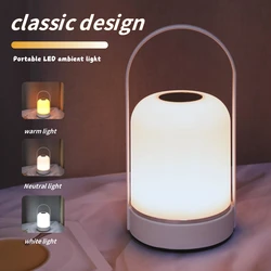 Portable USB charging night light, tri color dimming light, used for restaurants, bedrooms, bars, outdoor camping, etc
