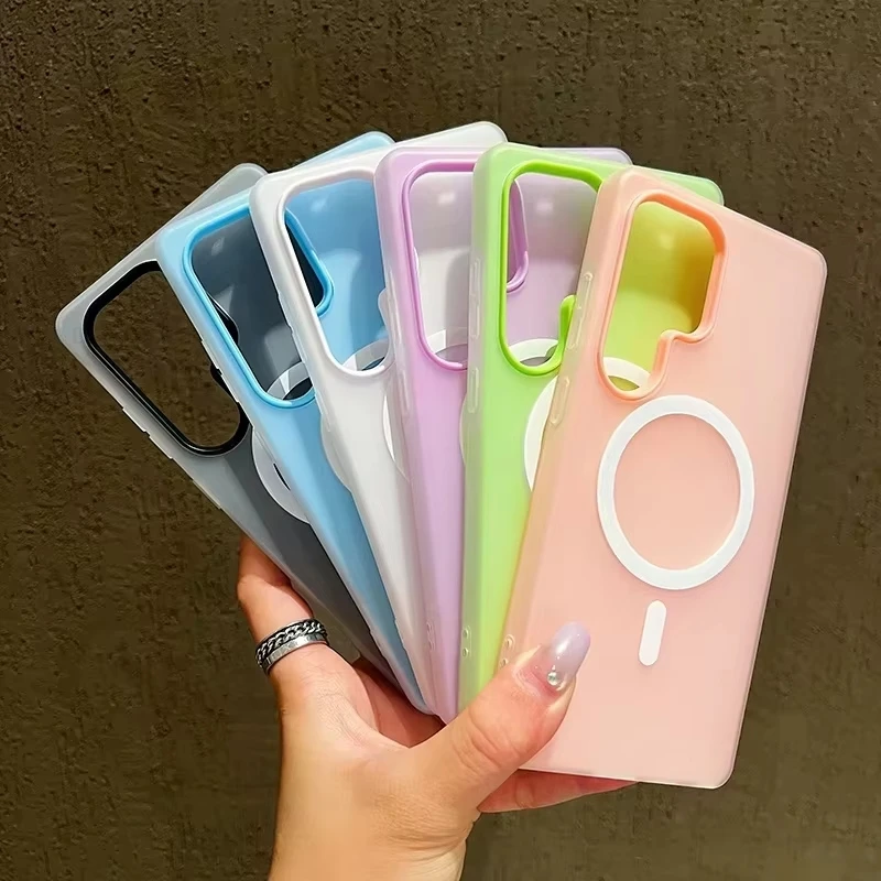 Clear 2 IN 1 Candy Color Case For Samsung S26 Ultra S25 Edeg S24 FE S23 S22 Ultra Plus A57 A37 A17 A07 A56 A36 For Magsafe Cover
