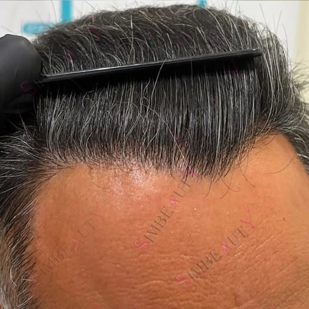 Invisible Vloop Light 80%Density Super Thin 0.02mm Skin 1b20 340# Men's Human Hair Toupee Natural Hairline Capillary Prosthesis