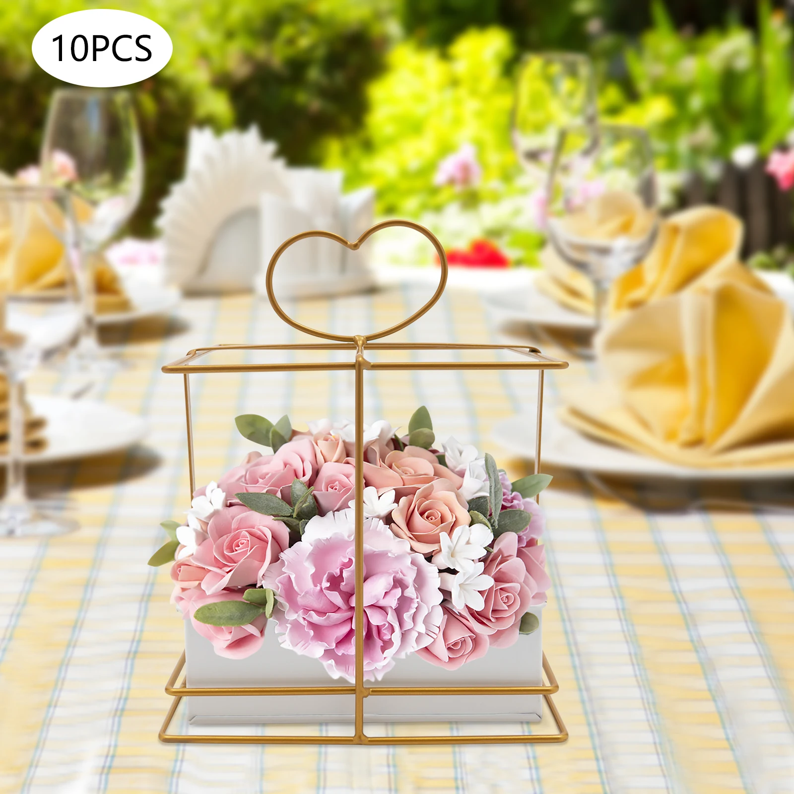 

10 Pcs Gold Floral Vases Wedding Flower Stand Wedding Tables Centerpieces Decorations Baskets