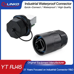 CNLINKO Industry Waterproof RJ45 Ethernet Connector 1/4 Bayonet Connecting RJ45 Connector 8P8C Circular Electrical Connector