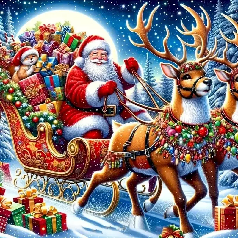 

PhotoCustom 5D DIY Diamond Painting Santa Claus Craft Kit Full Square Drill Embroidery Animal Pictures Of Rhinestones Handmade