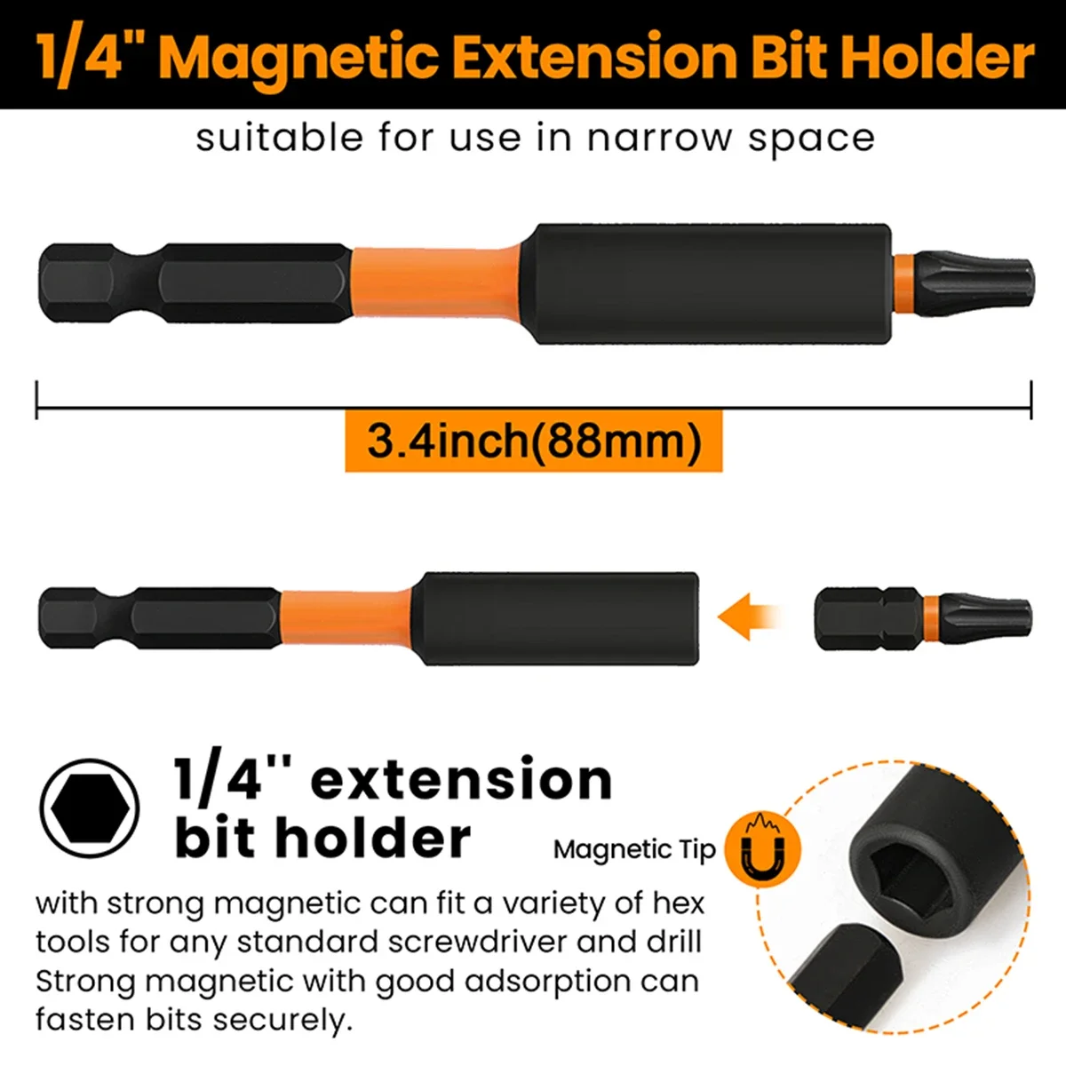 ブラケット付きtorxインパクトドライバービット、六角シャンク、磁気ドライバービットセット、1/4 \