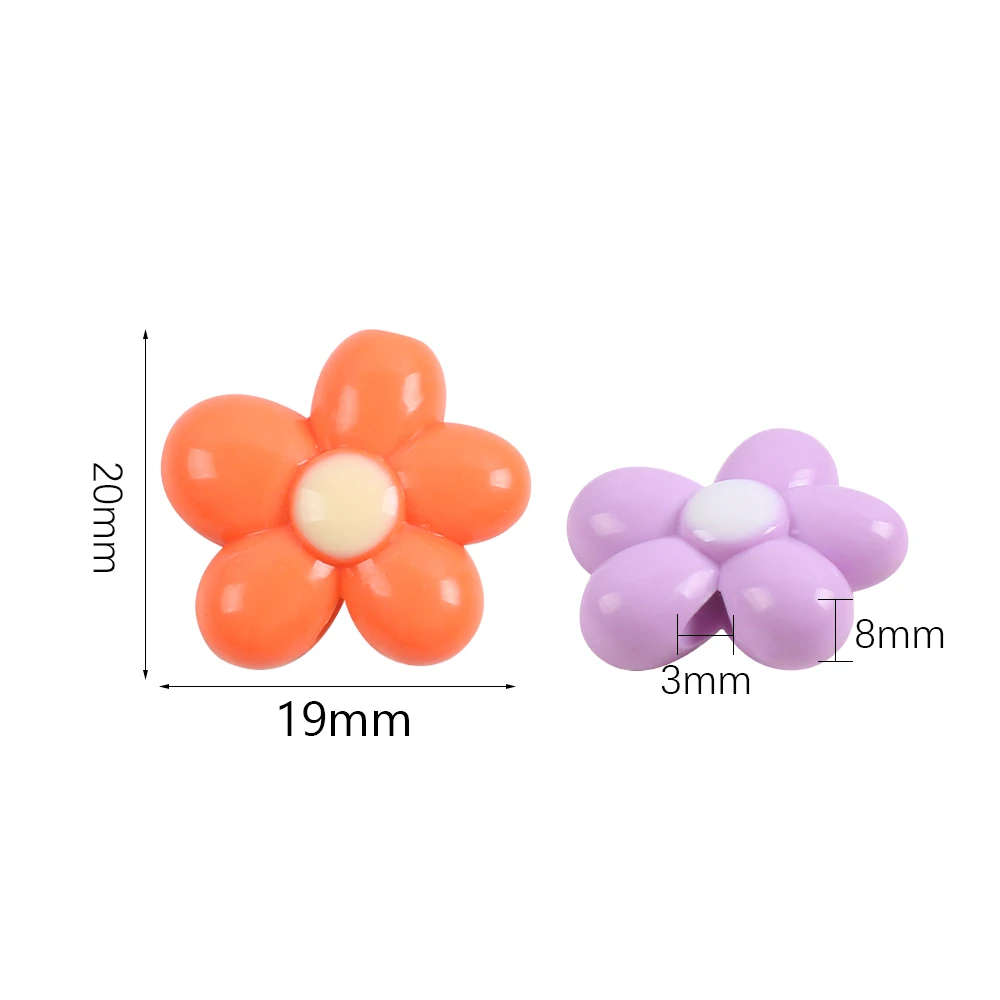 5pcs Acrylic Colourful Flowers Loose Beads Diy Handmade Bracelet Necklace Mobile Phone Chain Beads Accessories For Jewelry