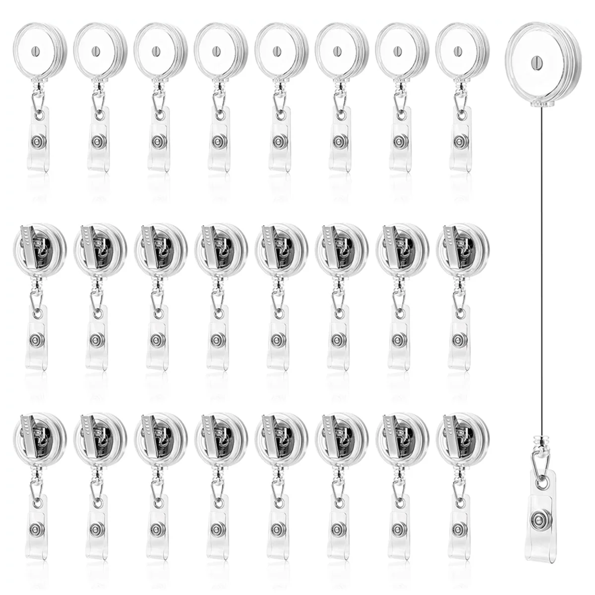 2026 New 25Pcs Retractable Badge Reels Badge Reel Clips Badge Holders with Swivel Alligator Clip Retractable ID Name Card Holder