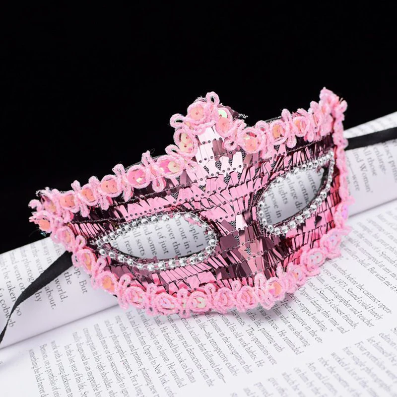 Women Masquerade Mask Sequin Lace Princess Mardi Gras Vintage Party Prom Ball Ladies Luxurious Accessory Show Props Gold Silver