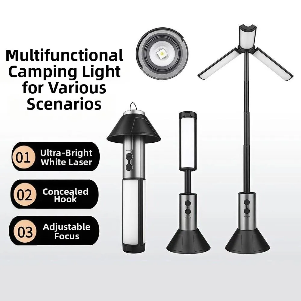 LED Light Camping Light USB Rechargeable with Hook Emergency Lamp Telescopic Adjustable Height Telescopic Flashlight