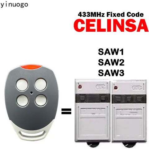 CELINSA 차고 도어 원격 제어 SAW1 SAW2 SAW3 433.92MHz 고정 코드 차고 도어 오프너 Best5 CELINSA 차고 도어 원격 제어 SAW1 SAW2 SAW3 433.92MHz 고정 코드 차고 도어 오프너 Best5