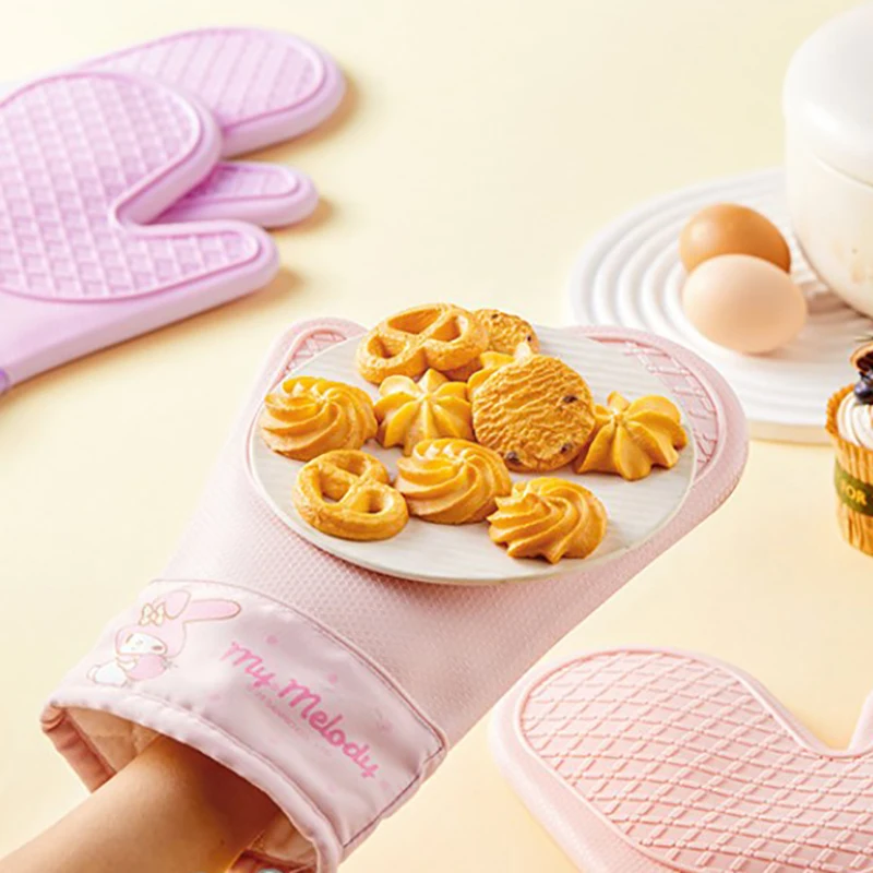 Sanrio Siliconen Handschoenen Cartoon Schattige Kawaii Keuken Verdikte Oven Geïsoleerde Handschoenen Meisjes Geschenken