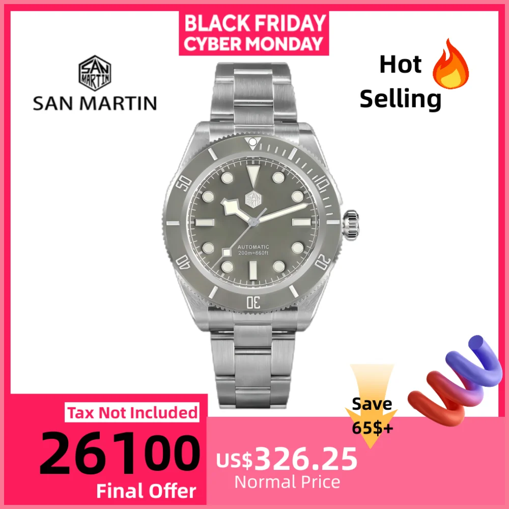 

San Martin 40 мм мужские часы BB58 ретро водный призрак механический дайверский браслет с винтом сапфировый 20 бар водостойкий светящийся SN0008 V3