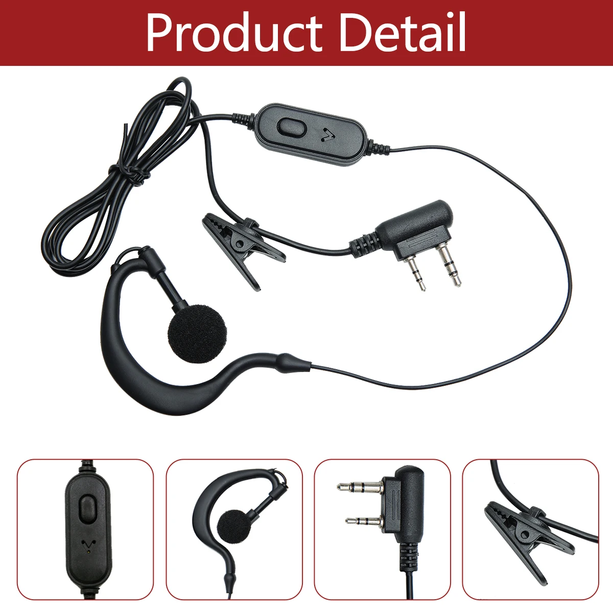 10pcs BAOFENG radio 2pin K port auricolare ptt mic headset per walkie talkie portatile baofeng UV-5R UV-82 BF-888S radio a 2 vie