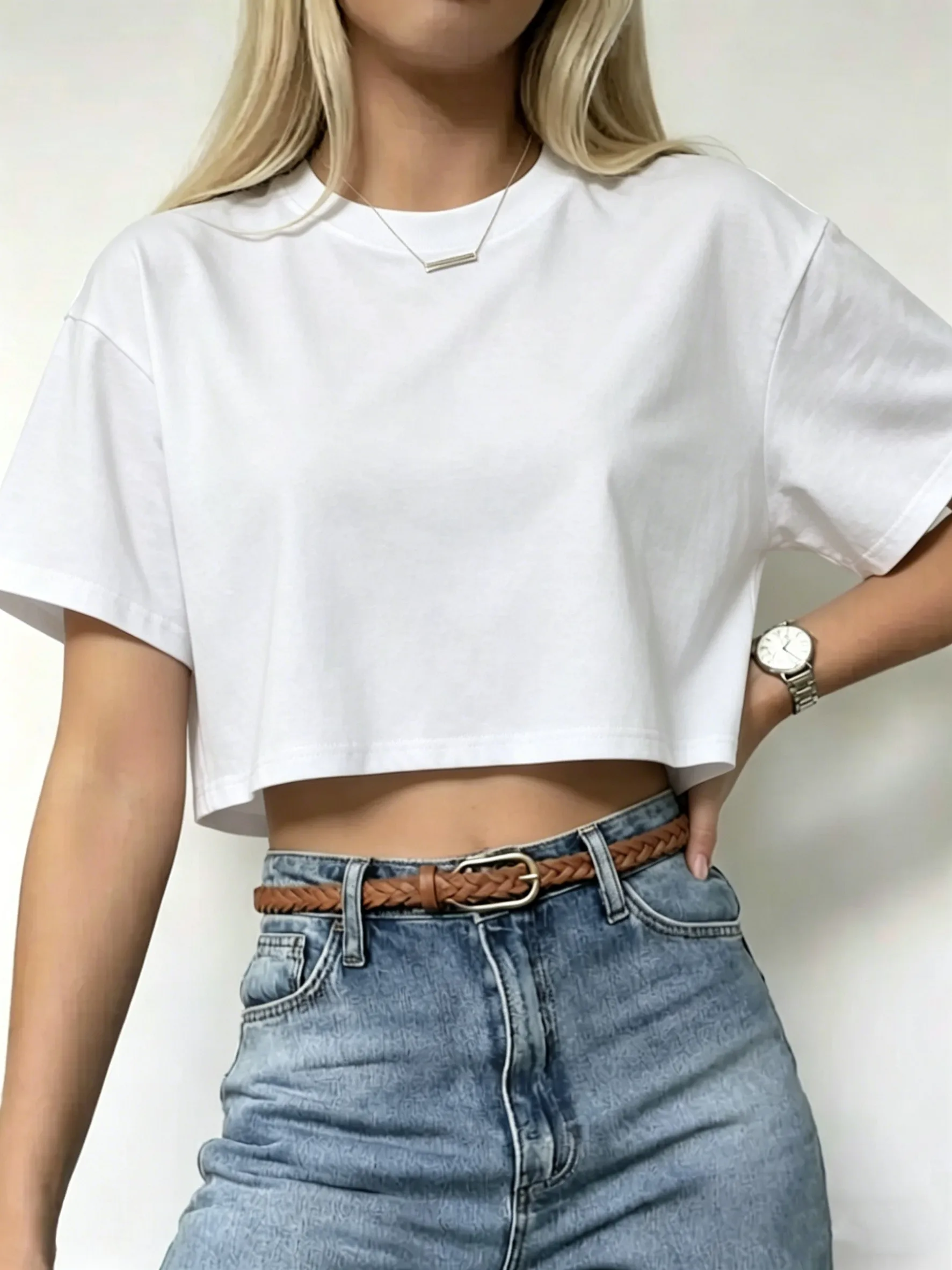 Daily Commute Crop Clothing For Woman's Street Cotton T-Shirts Crewneck Soft Short Sleeve Oversized Breathable T Shirt Sport Tee