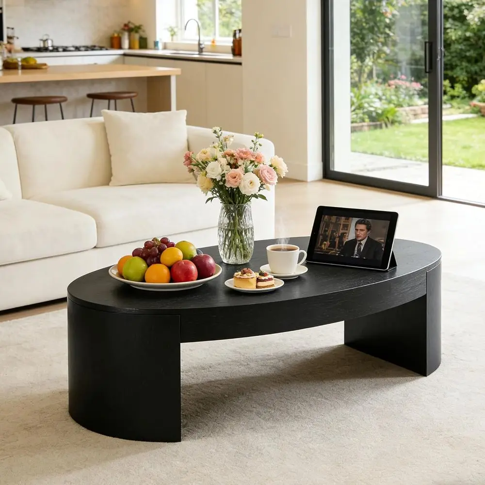 

Modern Oval Coffee Table, Centerpiece for Living Room, Sleek Dining Table, Minimalist Design for Office, Courtyard, Ready to Use