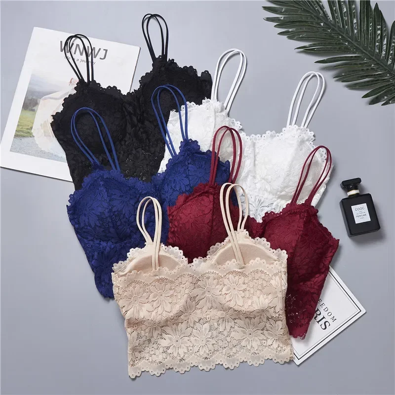 

Lace Bra Beauty Back Bralette Women Sexy Wrapped Chest Camisole Tube Top Bottoming Vest Gathered Student Girl Underwear