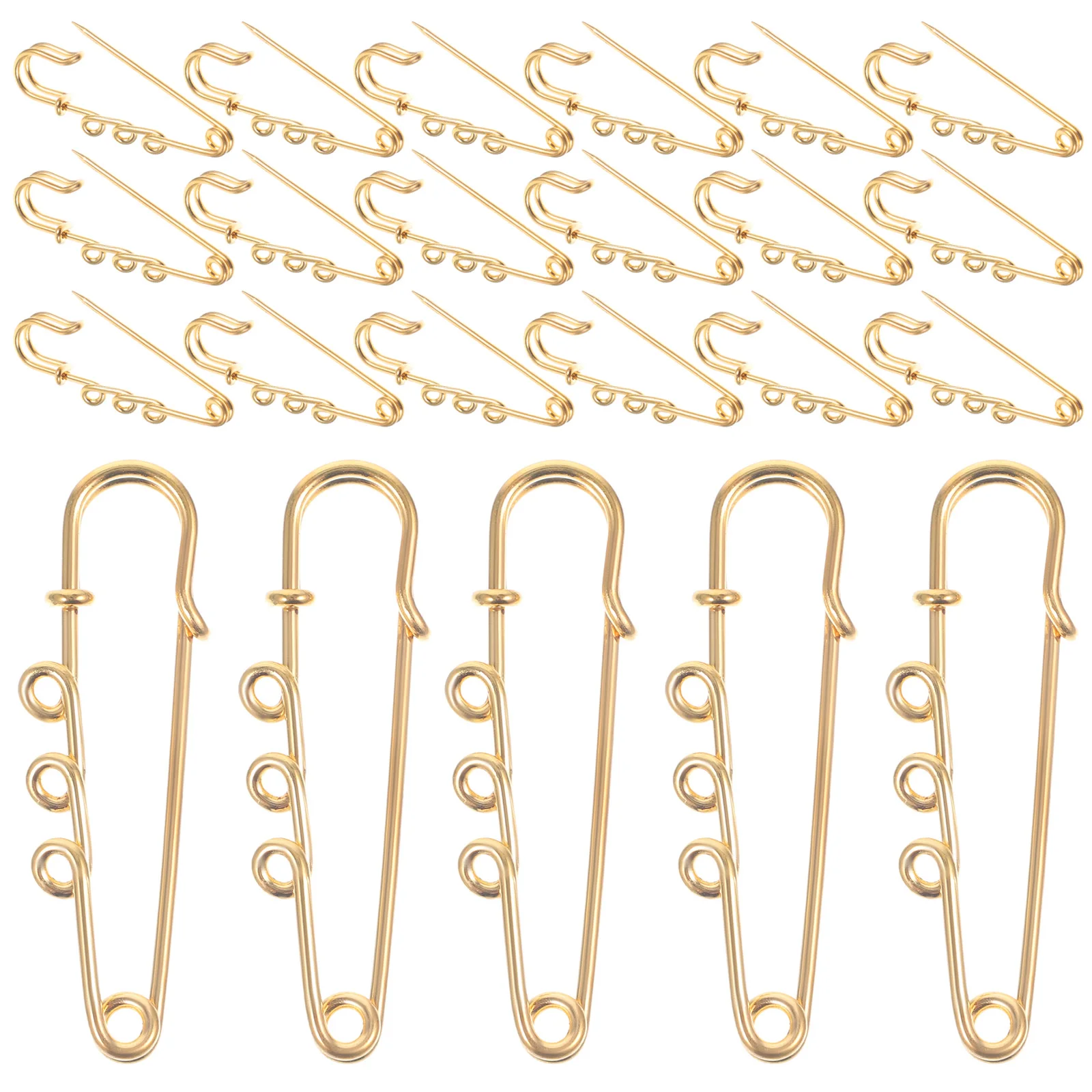 

50Pcs Heavy Duty Safety Pins Metal Brooch Pins with Holes for DIY Crafts Sweaters Scarves Coats Blankets Fixing Tools