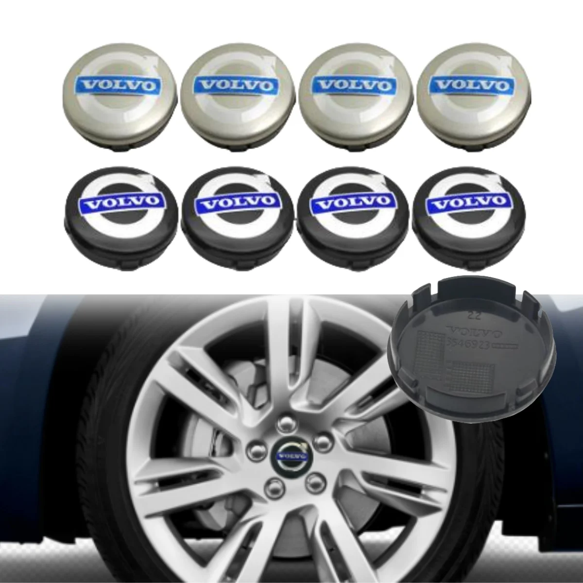 4Pcs 64MM Car Wheel Rims Center Hub Caps Emblem For Volvo AWD C30 C70 S40 S60 S70 S80 S90 V40 V50 V60 V70 Auto Parts