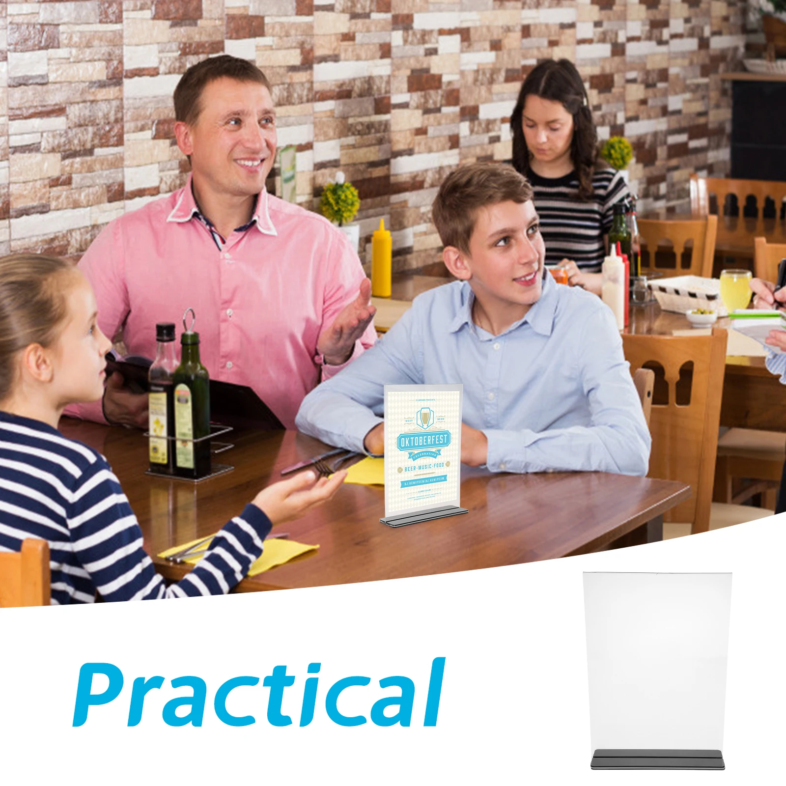 حامل علامة أكريليك على شكل حرف T مقاس A4، حامل عرض قائمة مزدوج الجوانب لمطعم المكتب ومتجر الطاولة يستخدم حامل علامة الأكريليك #6