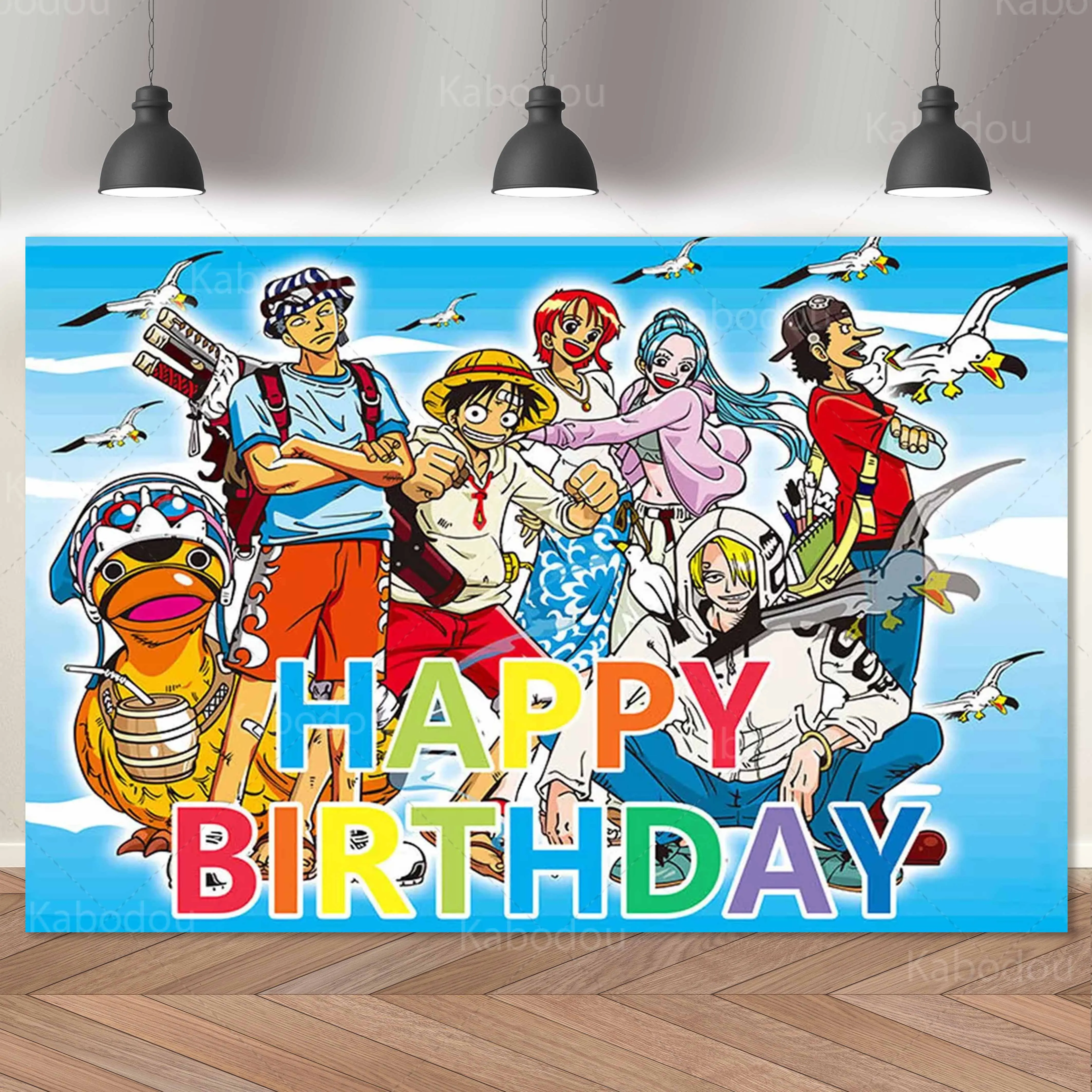 One Piece Backdrop Anime Boys Birthday Party Decoration Cartoon Photography Background  Banner Poster Baby Shower Studio Prop