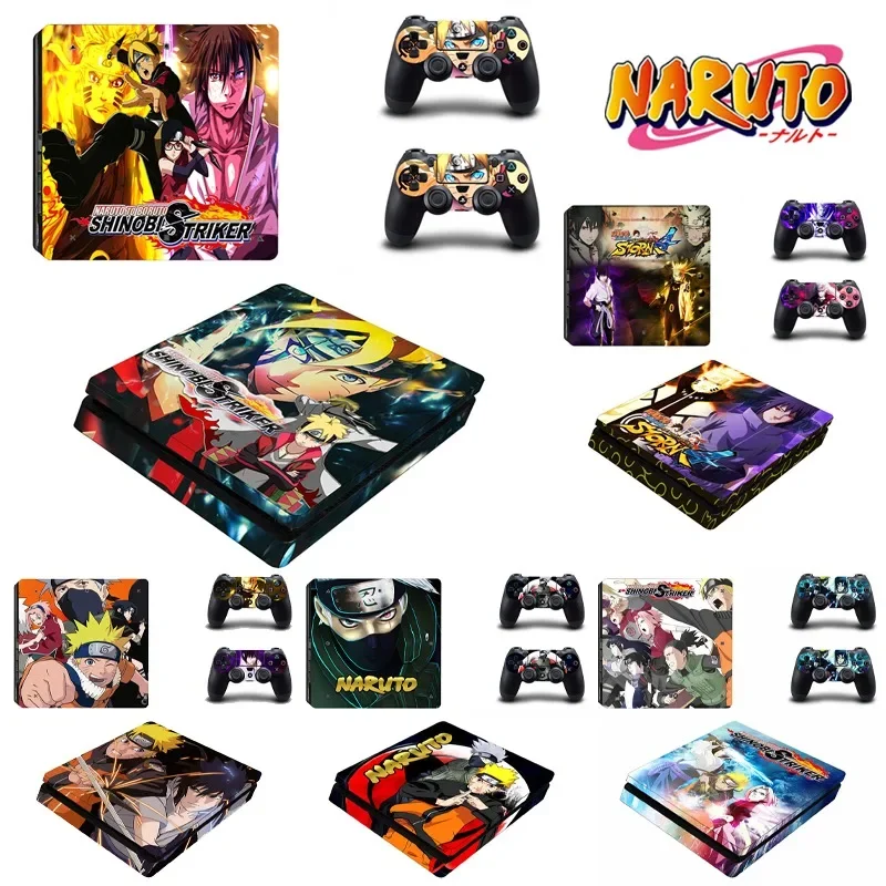 Naruto Sasuke PS4 Slim Anime Skin Sticker Protective Film for PlayStation 4 Slim Console & Controller Boruto Decal Cover Sticker